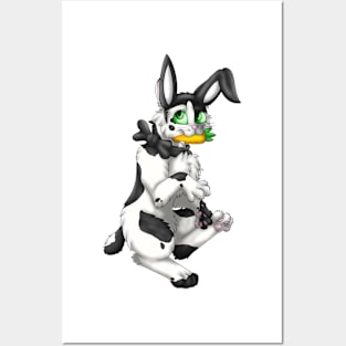 Bobtail BunnyCat: Black Bicolor (Black) Posters and Art